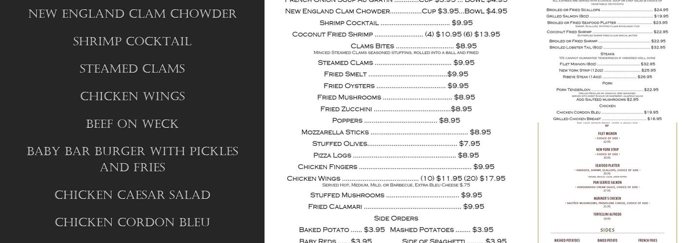 Mariner's Landing Menu