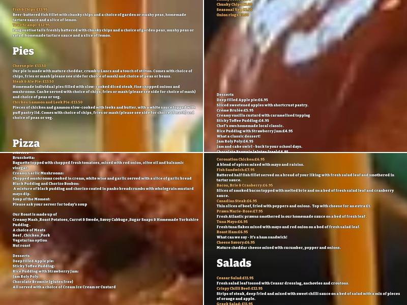 The Ring O Bells Menu