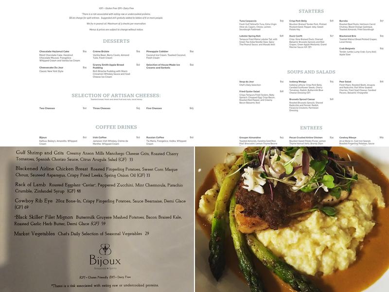 Bijoux Menu