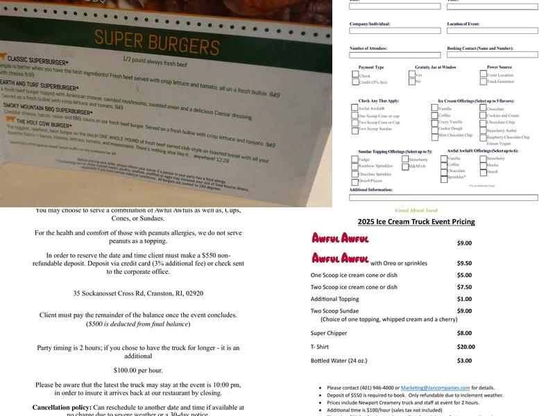 Newport Creamery Menu