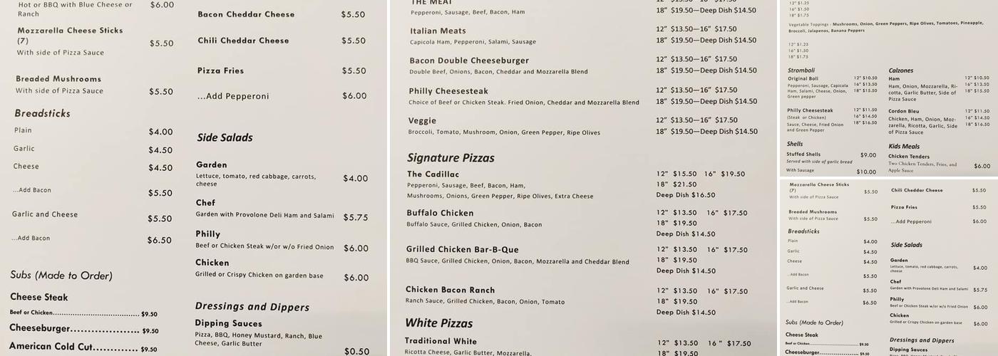 Pizza 2 U Menu