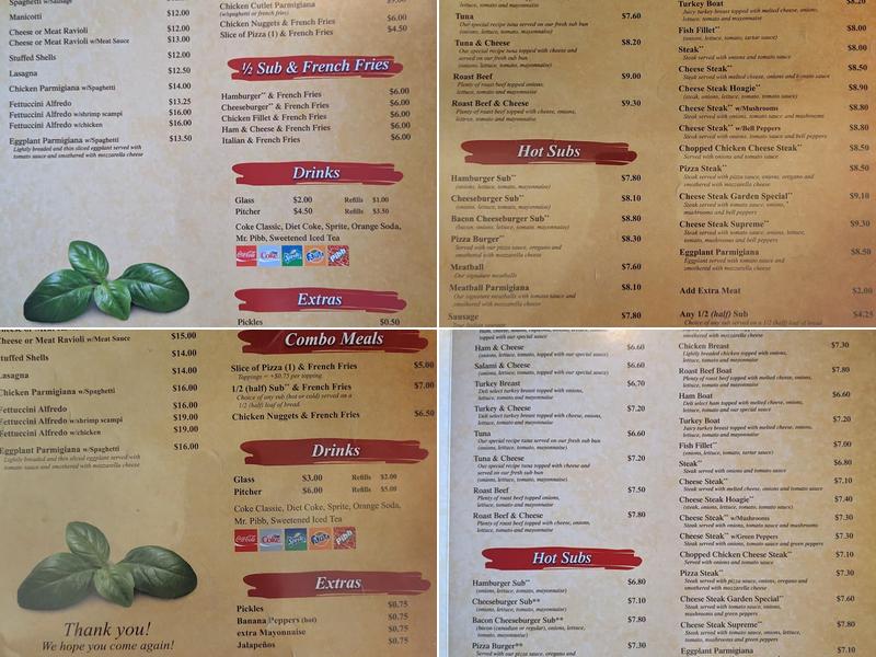 Pizza Garden Italian Restaurant Menu