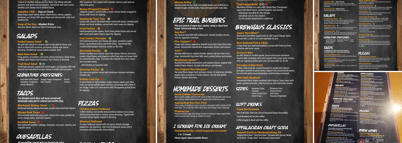 Appalachian Brewing Company of Gettysburg - Battlefield Menu
