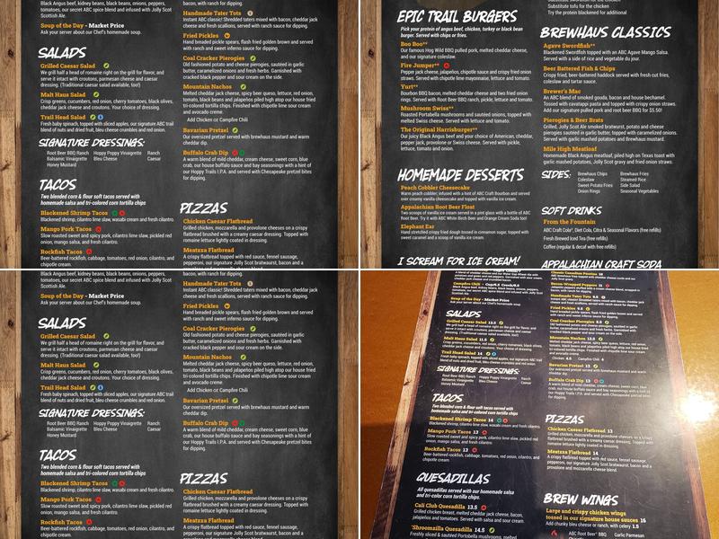 Appalachian Brewing Company of Gettysburg - Battlefield Menu