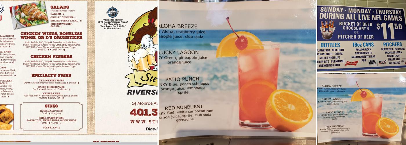 Stevie D's Riverside Tavern Menu
