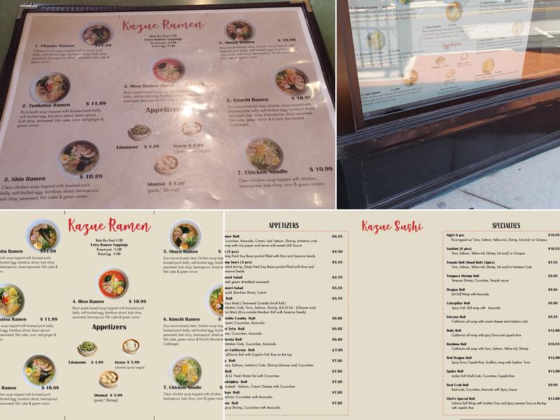 KAZUE Ramen & Sushi Bar Menu