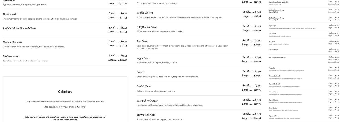 Slice of Heaven Menu