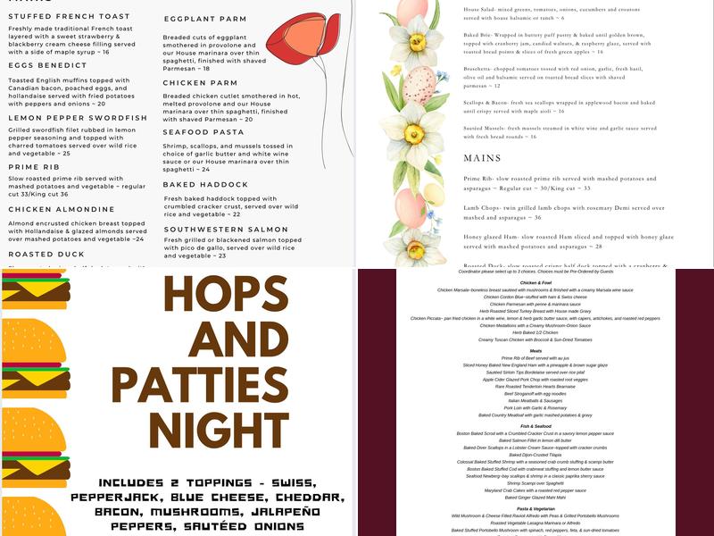 6 House Pub Menu