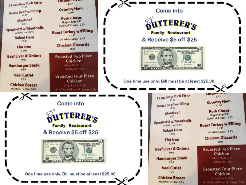 Dutterer's Family Restaurant Menu