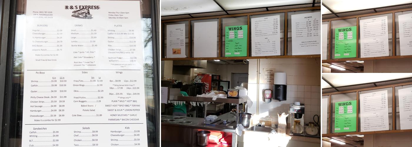 R & S Express Menu
