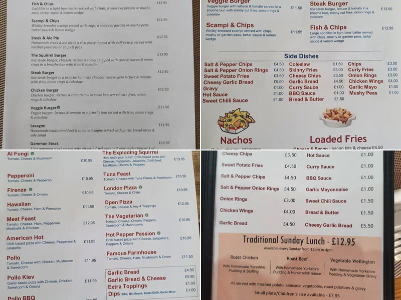 The Squirrel Inn Menu