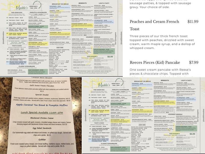 Maddies Bagel & Eatery LLC Menu