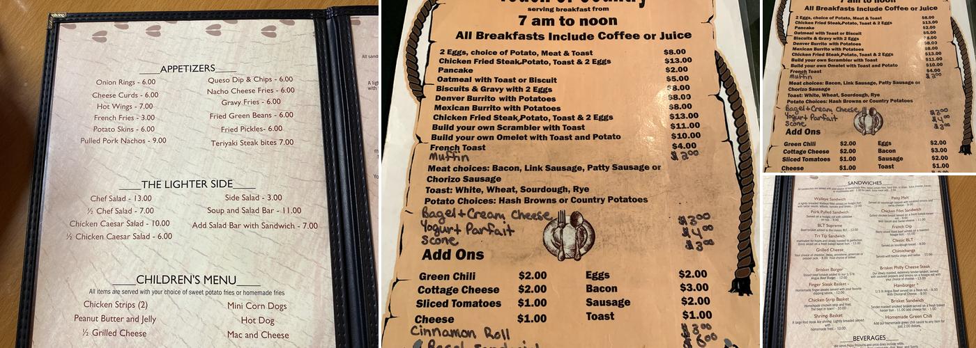 Touch Of Country Menu