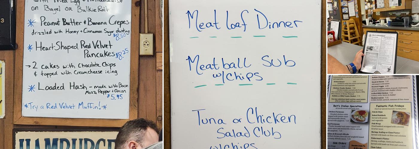 Bert's Breakfast & Lunch Menu