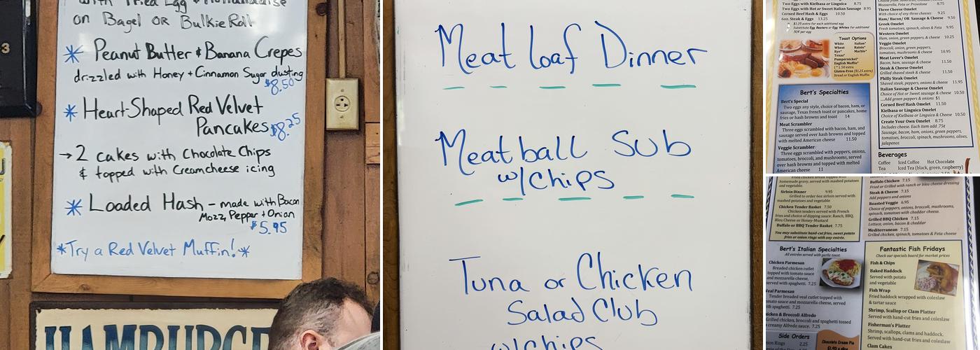 Bert's Breakfast & Lunch Menu