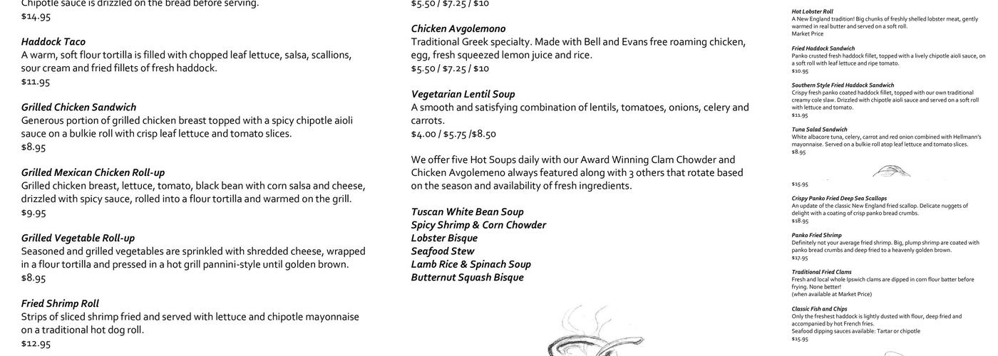 Ipswich Shellfish Fish Market Menu