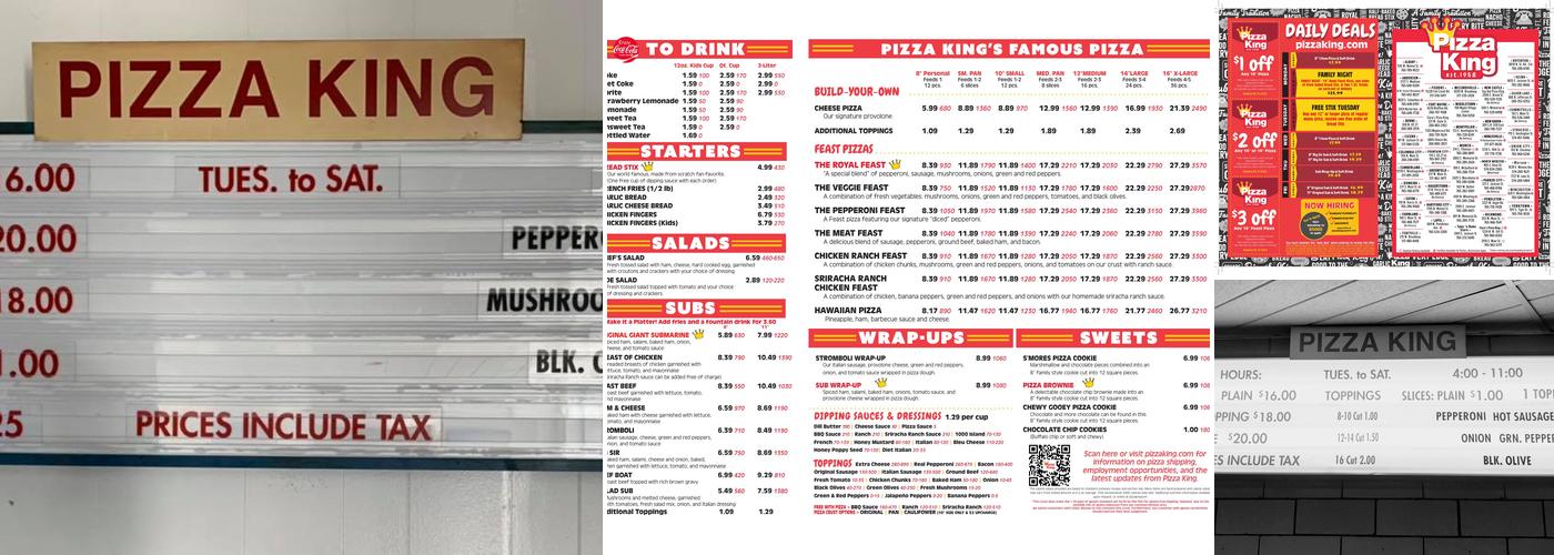 Pizza King Menu