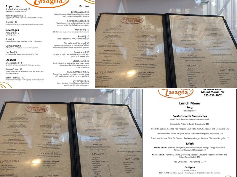 Questa Lasagna Menu