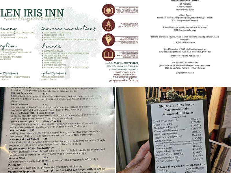 Glen Iris Inn Menu