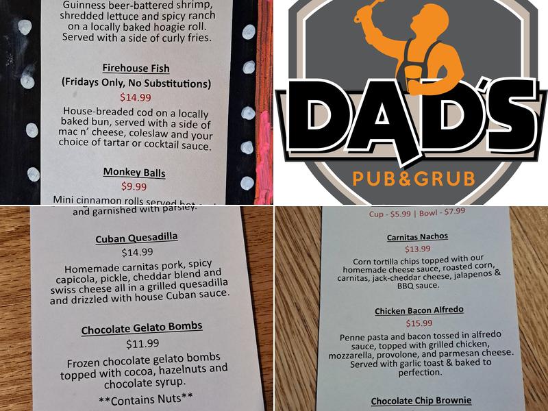 Dad's Pub & Grub Menu