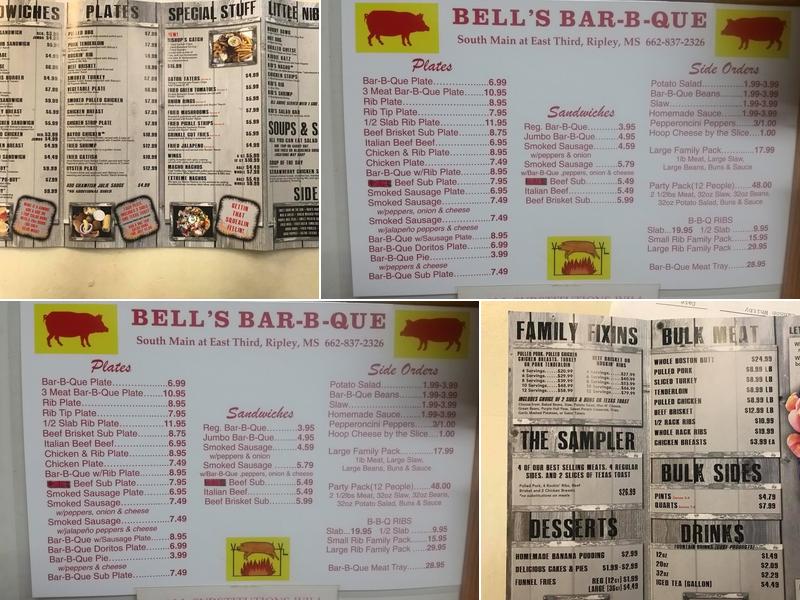 Bell's BBQ Menu