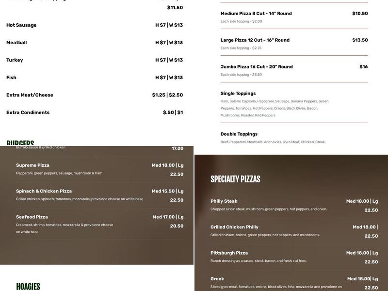 Capri Pizza & Brew Pub Menu