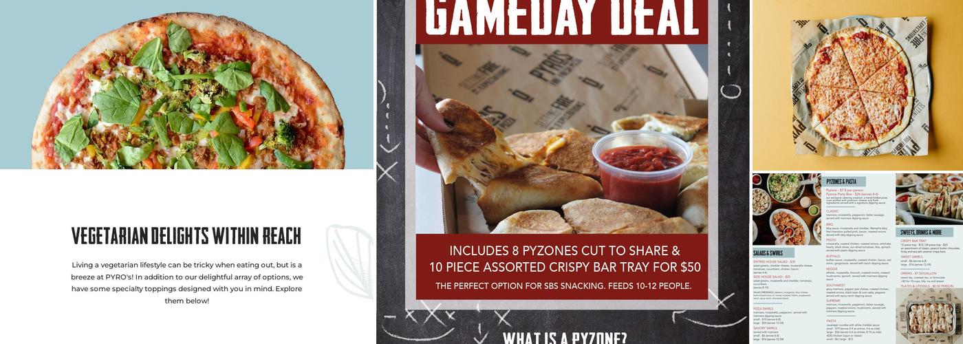 PYRO'S Fire Fresh Pizza Menu