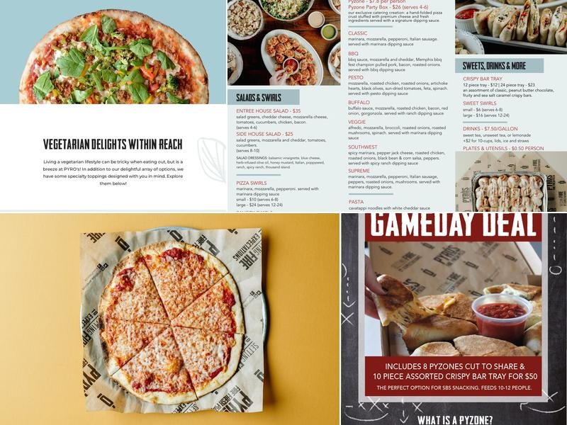 PYRO'S Fire Fresh Pizza Menu