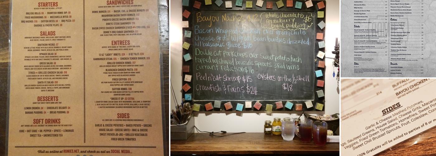 Romie's Grocery Menu