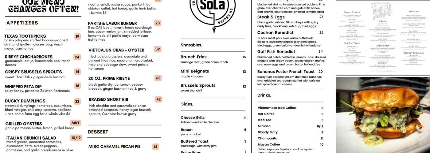 SoLa Menu