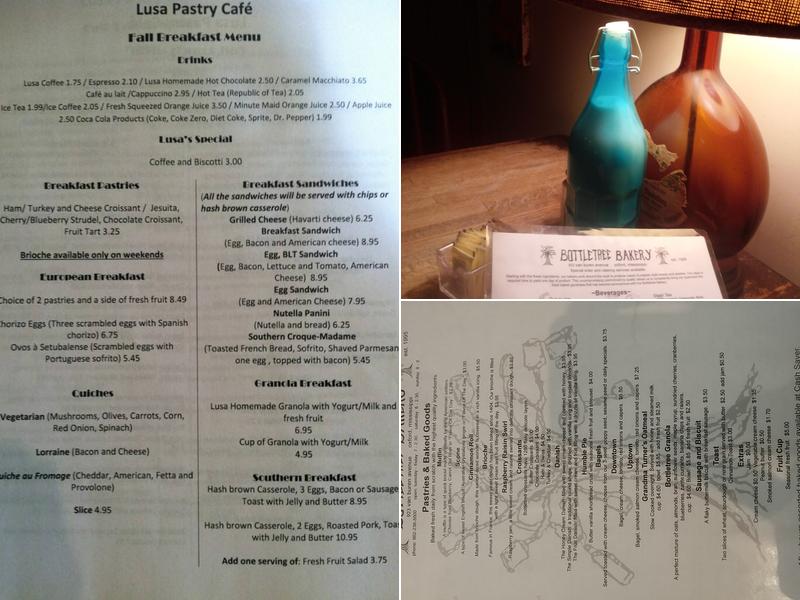 Bottletree Bakery Menu