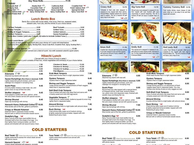 Toyo Japanese Sushi Bar & Hibachi Menu