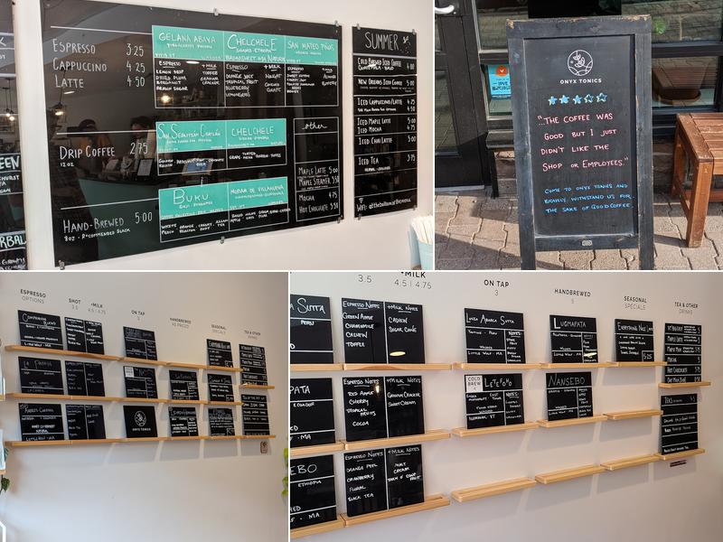 Onyx Tonics Specialty Coffee Menu