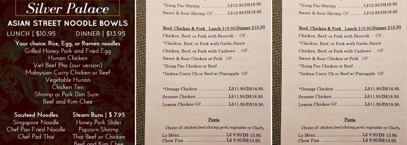 Silver Palace Menu