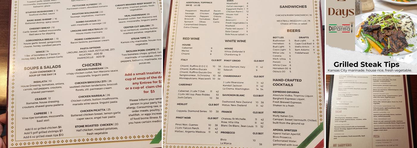 DiParma Menu