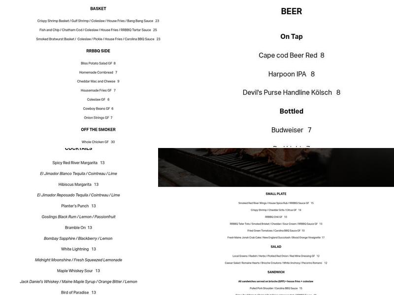 Red River BBQ Menu