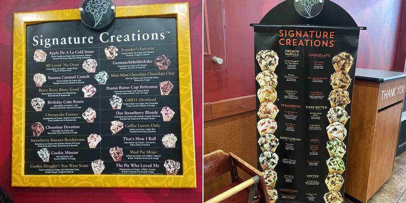 Cold Stone Creamery Menu