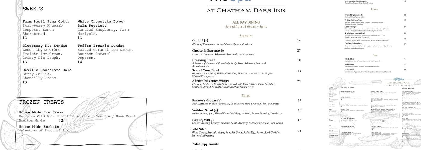 Sacred Cod Tavern Menu