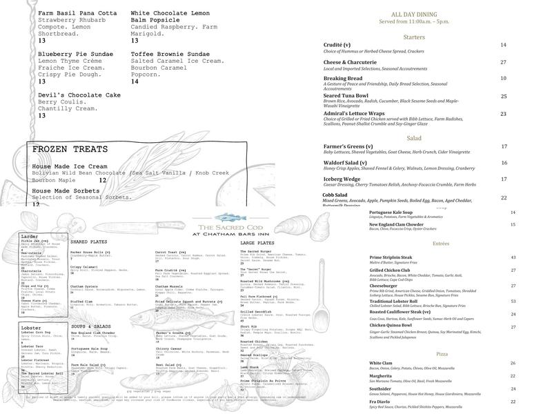 Sacred Cod Tavern Menu