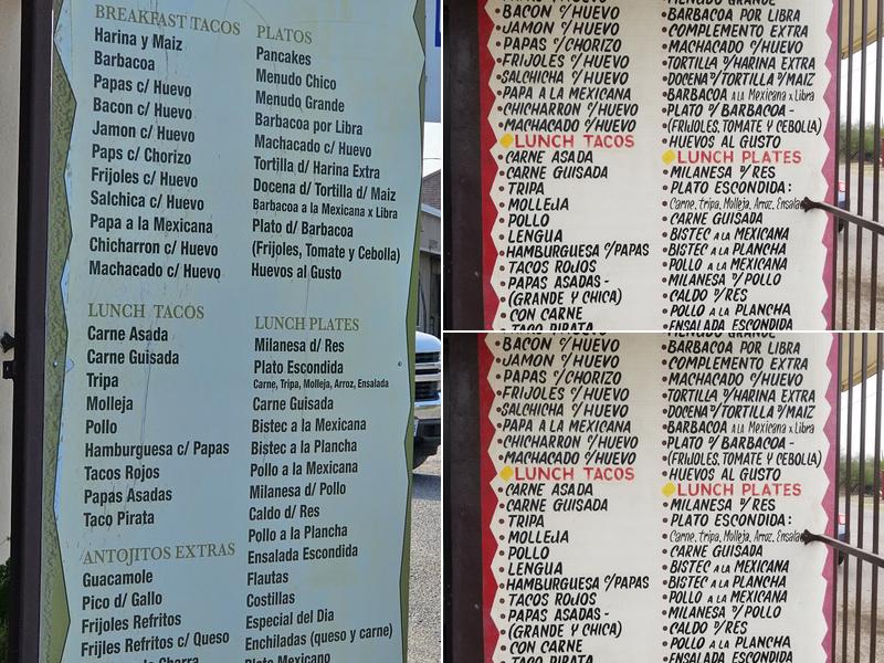 La Escondida Restaurant Menu