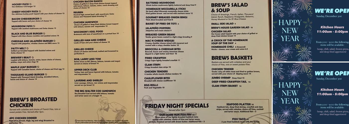 Brew's Pub Inc Menu