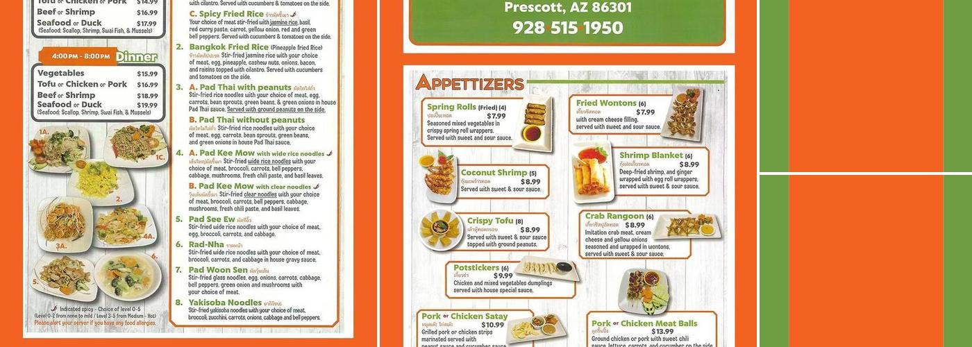 Chai's Thai Prescott Menu