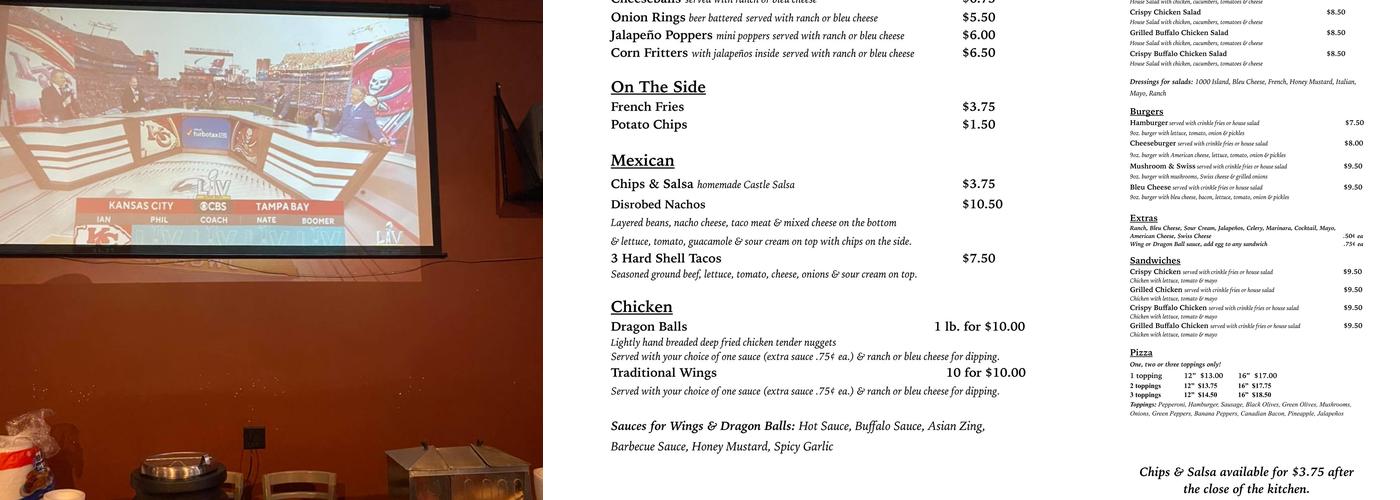 Castle Pub & Grill Menu