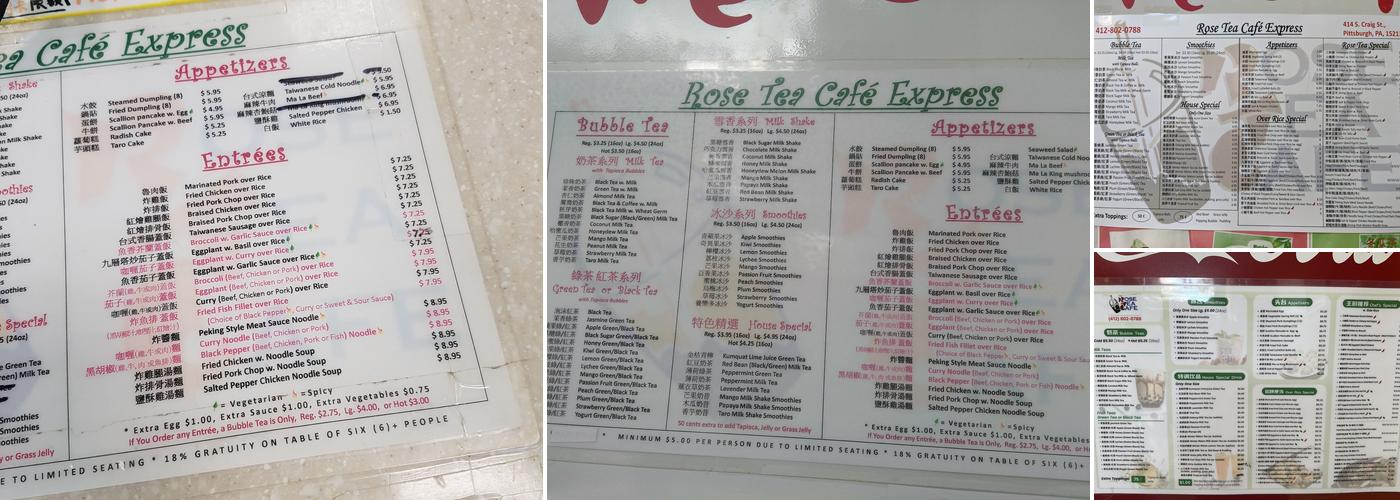 Rose Tea Cafe Express Menu