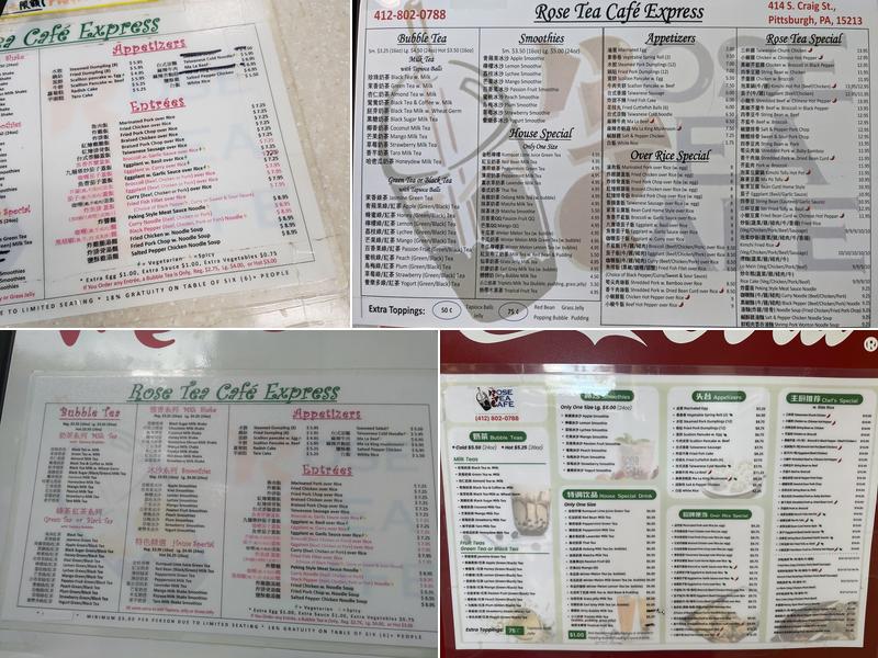 Rose Tea Cafe Express Menu