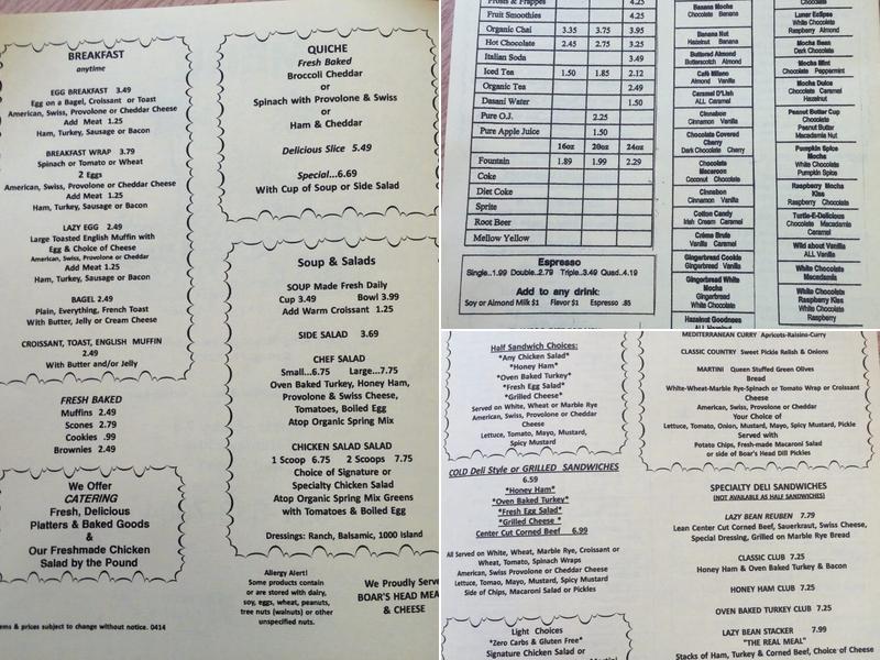 Lazy Bean Espresso Menu