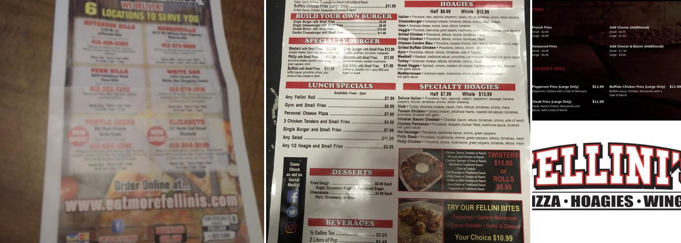 Fellini's Menu