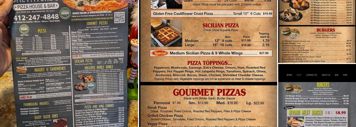 Salvatore's Pizza House Menu