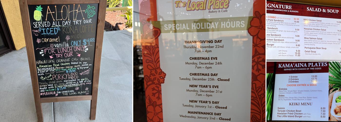 The Local Place Bakery and Cafe Menu