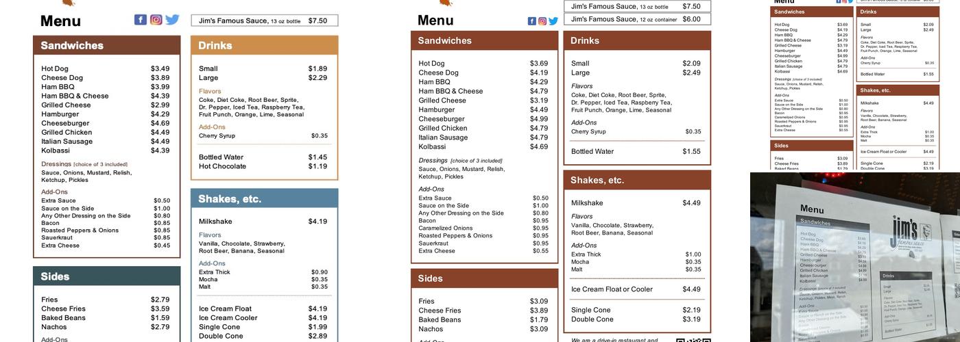 Jim's Famous Sauce Inc Menu